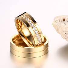 Women Men Wedding Couples Rings For Love 18k Gold Plated Cz Stainless Steel Ring Promise Ring Set Promise Jewelry Wedding Rings For Women