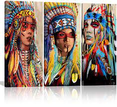 Check spelling or type a new query. Buy Native American Canvas Wall Art Indian Girl Chief Poster Indian Woman Girl Colorful Feathered Prints For Bedroom Native Indian American Wall Decor Painting Framed Ready To Hang 10x24x3pcs Online In Germany