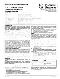 • model 2151 (photoelectric sensor) and model 2151t (photoelectric. System Sensor 2151 And 2151t Low Profile Photoelectric Plug In User Manual 2 Pages