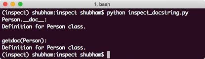 Learn about the different types of docstrings and various docstring formats python documentation string or commonly known as docstring, is a string literal, and it is used in the. Python Inspect Module Linux Hint