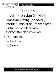 3.10 menganalisis komunikasi sinkron dan asinkron dalam jaringan. Komunikasi Data Bab 6 Komunikasi Data Digital Bab