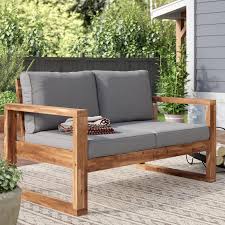 Union Rustic Lyall Loveseat With Cushion Reviews Wayfair In 2020 Rustic Outdoor Furniture Diy Patio Furniture Patio Loveseat