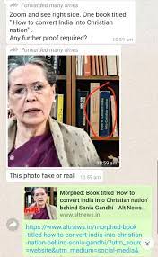 Morphed image of sonia with 'how to convert india into christian nation' book goes viral. 7 Vi6yppspefkm