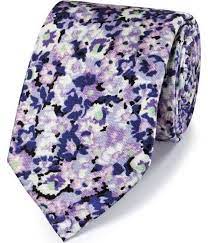 White And Lavender Floral Skinny Ties Mens Floral Tie Purple Floral Classic Ties