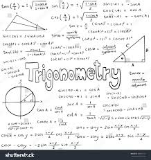 Trigonometry Law Theory And Mathematical Formula Equation Doodle Handwriting Icon In White Isolated Back Trigonometry Physics And Mathematics School Notebooks