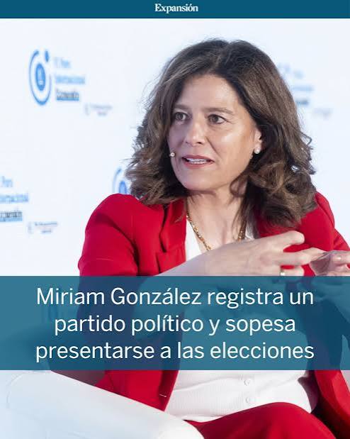 La abogada Miriam González, fundadora de la plataforma España Mejor y esposa del que fuera viceprimer ministro británico Nick Clegg, ha registrado un partido político con el nombre Democracia 21 con e