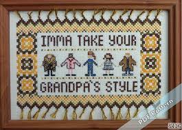The model was worked on 14 count white aida using dmc floss. One Man S Trash Instant Pattern Etsy Cross Stitch Funny Cross Stitching Diy Cross Stitch