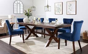 Yes, you can view all of our dining sets in rectangle, round, oval, square, or boat shape. Grange Dark Wood Extending Dining Table With 6 Bewley Blue Velvet Chairs Furniture And Choice