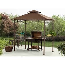 Sunjoy Brown Steel Rectangle Grill Gazebo Exterior 4 99 Ft X 8 Ft Foundation 5 Ft X 8 Ft Lowes Com Grill Gazebo Bbq Gazebo Gazebo Canopy