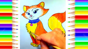 To suggest a tabby coat color, use a blend of yellow ochre and raw umber shades. How To Draw A Cute Kitty Girl Kitty Cat Coloring Kitty Cat Drawing For Kids Youtube