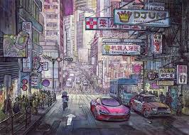 Improvisatiin About Hong Kong Now With Color To Improve Cyberpunk Mood Hong Kong Art Night City Art Prints