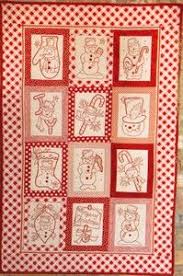 Which one will you make? Oh Sew Retro Vintage Redwork Snowmen Quilt Quilts Embroidered Quilts Snowman Quilt