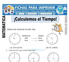 Aqui Podras Descargar E Imprimir Una Ficha De Matematica Cuyo Tema Es Calculando El Tiempo Para Matematicas Primero De Primaria Fichas Fichas De Matematicas