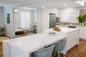 Arki Haus Smartstone Island Benchtop And Dining Table Top In Bianco Molasa Sand Tones Reflected Th Dining Table Top Kitchen Inspirations Kitchen Renovation