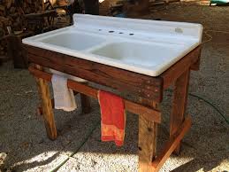 Check out our wide range of bathroom sink cabinets at great value prices in lots of designs and styles, including single and double sinks. My New Outdoor Sink Made From Repurposed Wood Found Sink With Beeswax And Linseed Oil Finis Rustic Outdoor Kitchens Outdoor Sinks Outdoor Kitchen Countertops