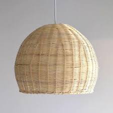 Hermosa Hand Woven Wicker Rattan Basket Shade Pendant Light Fixture Annabel Bleu