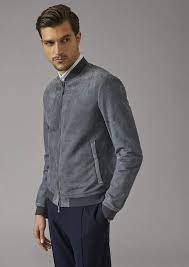 Tumbled Suede Jacket For Men Giorgio Armani Leather Jacket Men Suede Jacket Mens Jackets