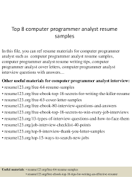 computer programmer analyst resume samples