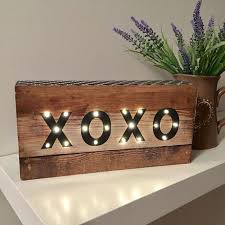 Wooden Led Xoxo Light Box Battery Operated Perfect Night Light Gift Bedroom Wedding Decor Light Box Night Light Led Light Box