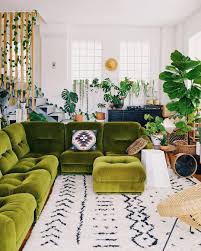 Bohemian Interior Decor On Instagram Via Cosiesthome What Do You Think Of This Gorgeous Green Couch Follow Us For In 2020 Home Decor Stylish Living Room Home