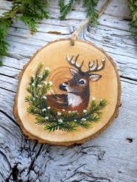 Peeking Deer Ii Rustic Tree Ornament Etsy Christmas Wood Christmas Ornaments Painted Ornaments