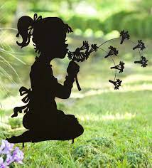 See more ideas about garden art, yard art, metal yard art. Dandelion Girl Silhouette Metal Garden Stake Wind And Weather