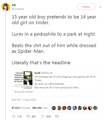 1.13 does tinder show inactive profiles? A 15 Year Old Boy Pretends To Be 14 Year Old Girl Lures Pedophile And Beats Him Up In A Spiderman Suit Diaspora 7