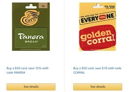 There's nothing more annoying than having a couple of bucks left on a gift card and not being able to spend them. Expired Amazon Buy 50 Panera Bread Gift Card For 42 50 Golden Corral For 40 Limit 1 Per Brand Gc Galore