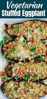 Easy Stuffed Eggplant Recipe With Tender Roasted Eggplant And A Simple Vegan Mediterranean Stuff Eggplant Recipes Healthy Eggplant Dishes Eggplant Recipes Easy