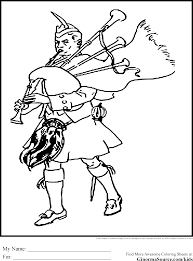 Scotland Coloring Pages Bagpipes Ginormasource Kids