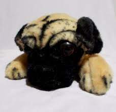 Realistic Pug Plush Laying Down Dog 15 Inches Cute Lying Puppy Puppies Pugs Dogs