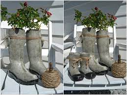 Concrete Boot Planters Concrete Diy Concrete Decor Creative Planter