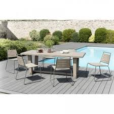 Pour un entretien facile, privilégier les tables et chaises de jardin en inox ou acier inoxydable. Salon De Jardin En Bois Teck Grise 6 8 Pers Ensemble De Jardin 1 Table Rectangulaire 200 90cm Et 6 Chaises Empilables Bois Et Metal Ensemble Tables Et Chaises De Jardin Pas Cher
