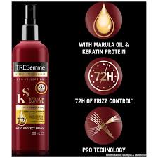 •the tresemmé thermal creations heat tamer protective spray is very lightweight spray that protects from heat. Tresemme Keratin Smooth Heat Protection Shine Hair Spray Ocado