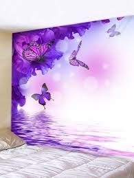 Purple Butterflies Print Wall Hanging Decor Tapestry Wall Tapestry Hanging Wall Decor Gallery Wall Hanging
