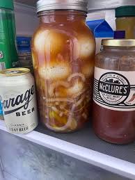 Made 3 pint jars just to see what flavor I like best left to right Tabasco,  Chipotle Tabasco, and Franks Buffalo. All 3 are simple 1/4 cup water, 1/4  cup white vinegar,