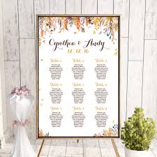 Custom Fall Autumn Wedding Seating Chart Wc94