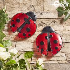 Decorative metal garden wall art walls decor via letskilltheothers.info. Garden Gear Metal And Glass Set Of 2 Ladybirds Wall Art Garden Gear