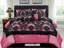 Black And Blue Bedding Sets Queen 11 Silky Satin Flocking Damask Square Comforter Curtain Set Hot Pink Black Queen Hgstation Pink And Black Bedding Blue Comforter Sets Luxury Comforter Sets