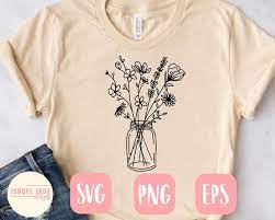 Download Mason Jar Svg Design Wildflower Svg File For Cricut Flower Etsy Vinyl Shirts Shirt Print Design Flower Svg