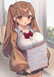 Sakura Yuki, long hair, big boobs, anime, anime girls, digital art,  artwork, 2D, portrait display, brunette, brown eyes, blushing, school  uniform | 1049x1500 Wallpaper - wallhaven.cc