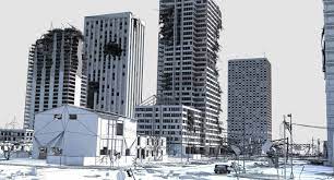 3d Model Of Ruined City Destroyed Buildings In 2021 Ruined City Ruins 3d Model