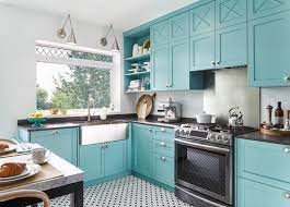Lighter shades of this color mix and feel more restful. Teal Cabinets And Custom Details Create A Bright Fun Kitchen