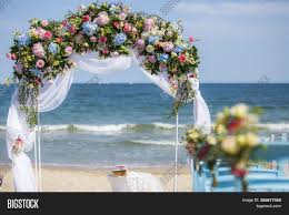1pc silk flower which your choose(without wooden arch shelf the lights). Wedding On Beach Image Photo Free Trial Bigstock