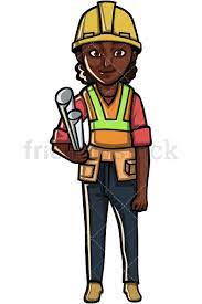 Black Female Construction Worker Cartoon Vector Clipart Friendlystock Worker Cartoon Hat Illustration Cartoon Vector