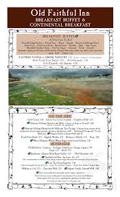 Guests will discover a wide variety of dining options at the inn that range from casual to upscale. Old Faithful Inn Dining Room Menu In Yellowstone National Park Wyoming Usa