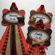 Amazon Com Woodland Lumberjack Baby Shower Corsage Personalized Woodland Baby Shower Ribbon Add A Guest Pin Handmade Products