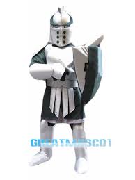 Silver Green Spartan Titan Trojan Mascot Costume