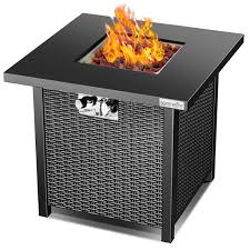 Even with propane, you want to make sure the fire pit is cool before leaving it unattended. Serene Life Propane Gas Outdoor Patio Fire Pit Table With Weather Cover Walmart Com Walmart Com