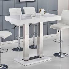 Caprice Bar Table In White High Gloss And Stainless Steel Bar Table Kitchen Bar Table Pub Table Sets